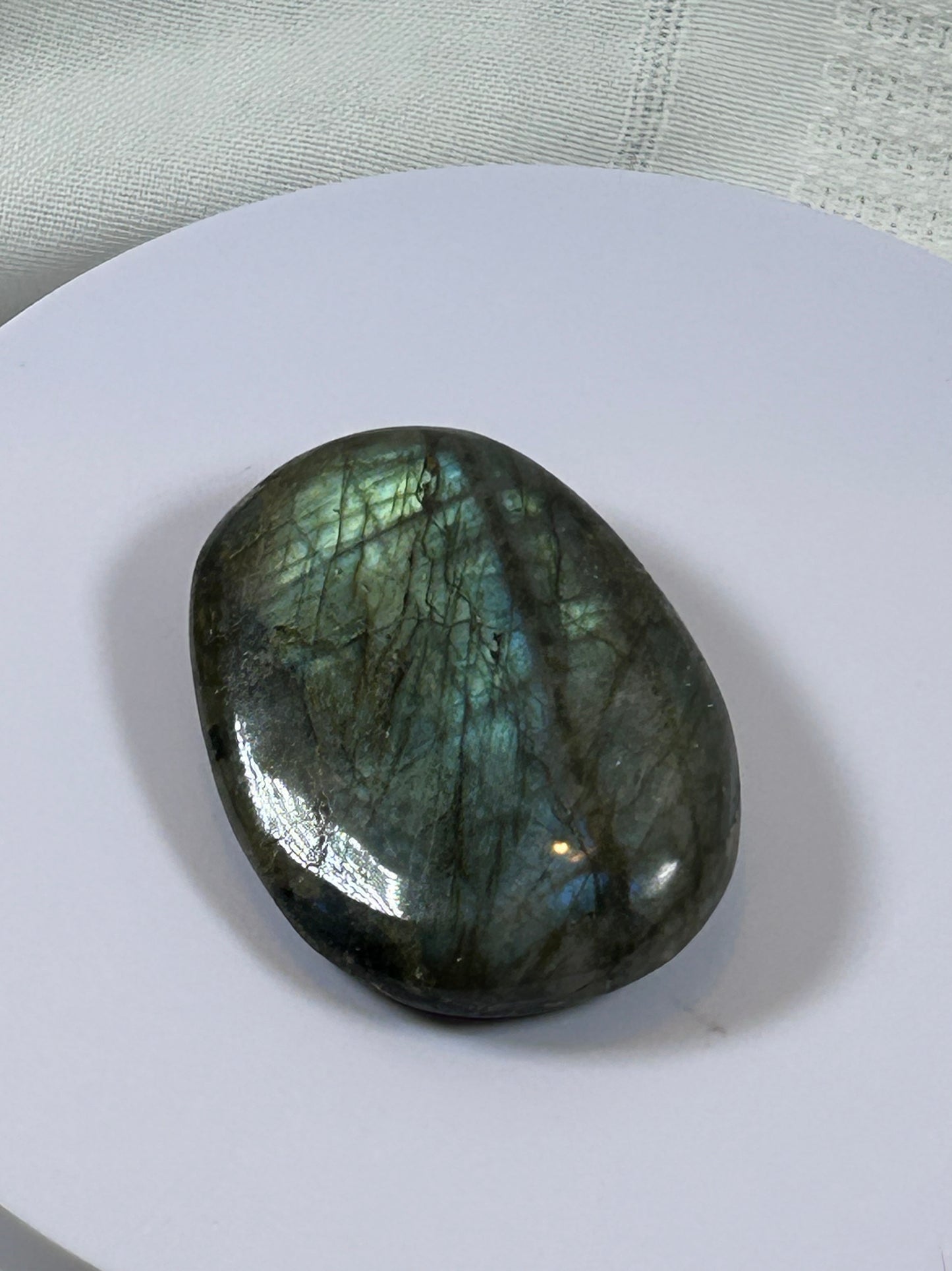 (#117) - LABRADORITE PALM STONE POLISHED - NEW