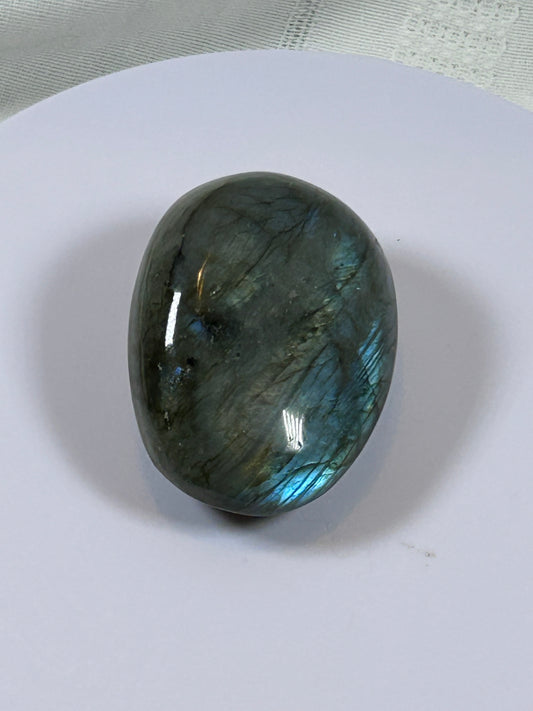 (#127) - LABRADORITE PALM STONE POLISHED - NEW
