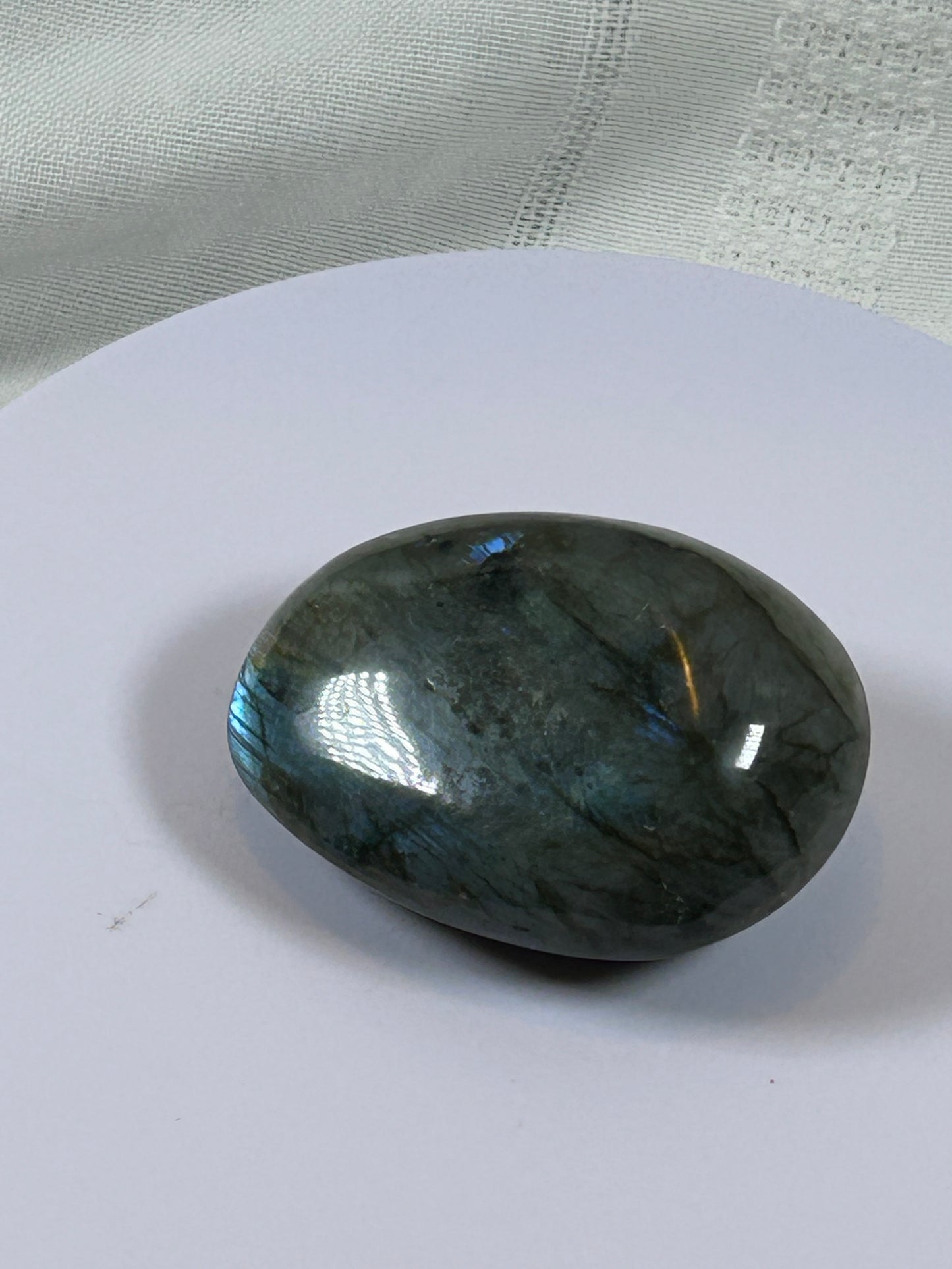 (#127) - LABRADORITE PALM STONE POLISHED - NEW