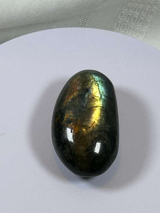 (#128) - LABRADORITE PALM STONE POLISHED - NEW
