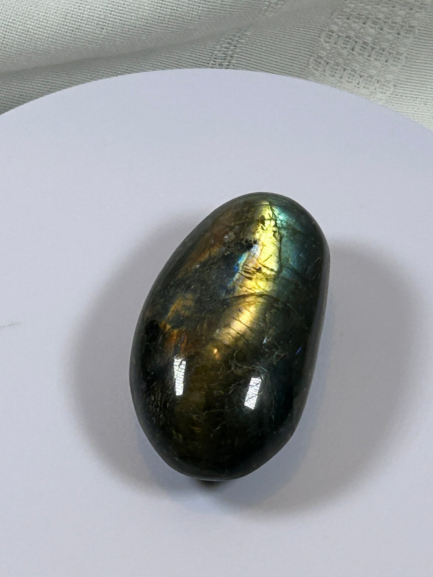 (#128) - LABRADORITE PALM STONE POLISHED - NEW