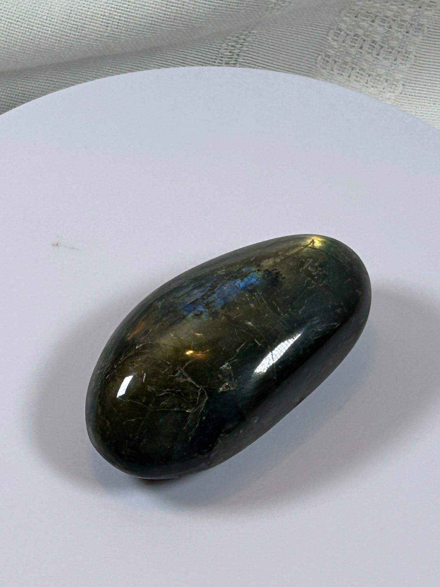 (#128) - LABRADORITE PALM STONE POLISHED - NEW