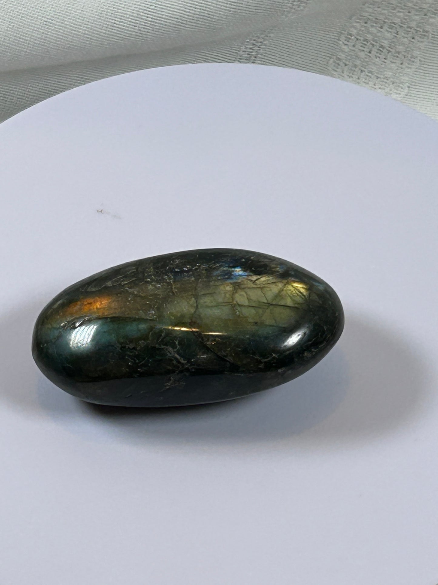 (#128) - LABRADORITE PALM STONE POLISHED - NEW