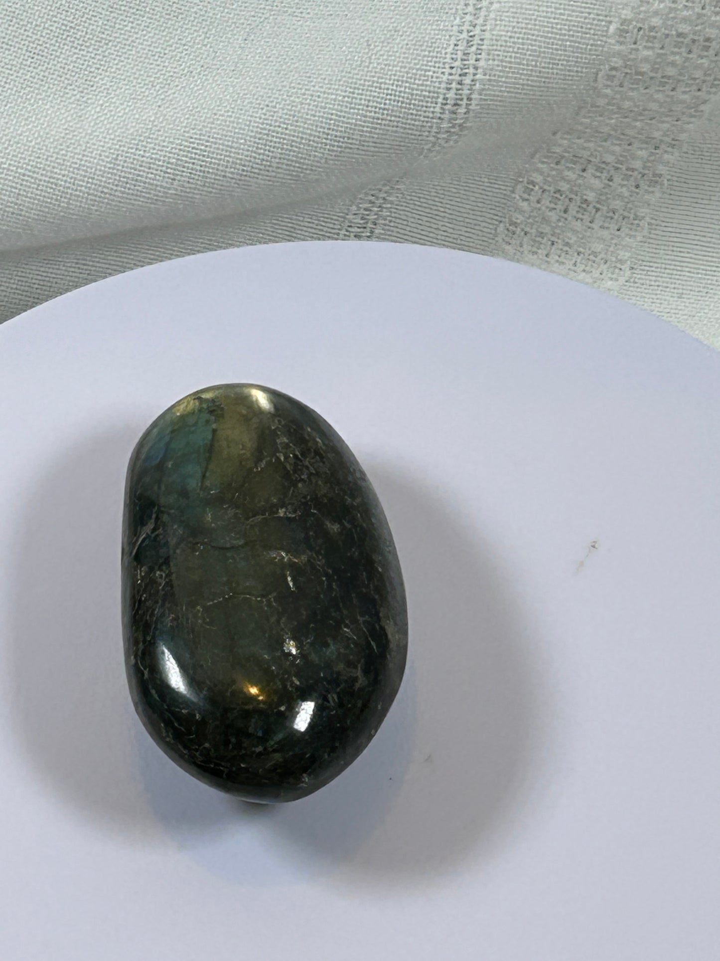 (#128) - LABRADORITE PALM STONE POLISHED - NEW