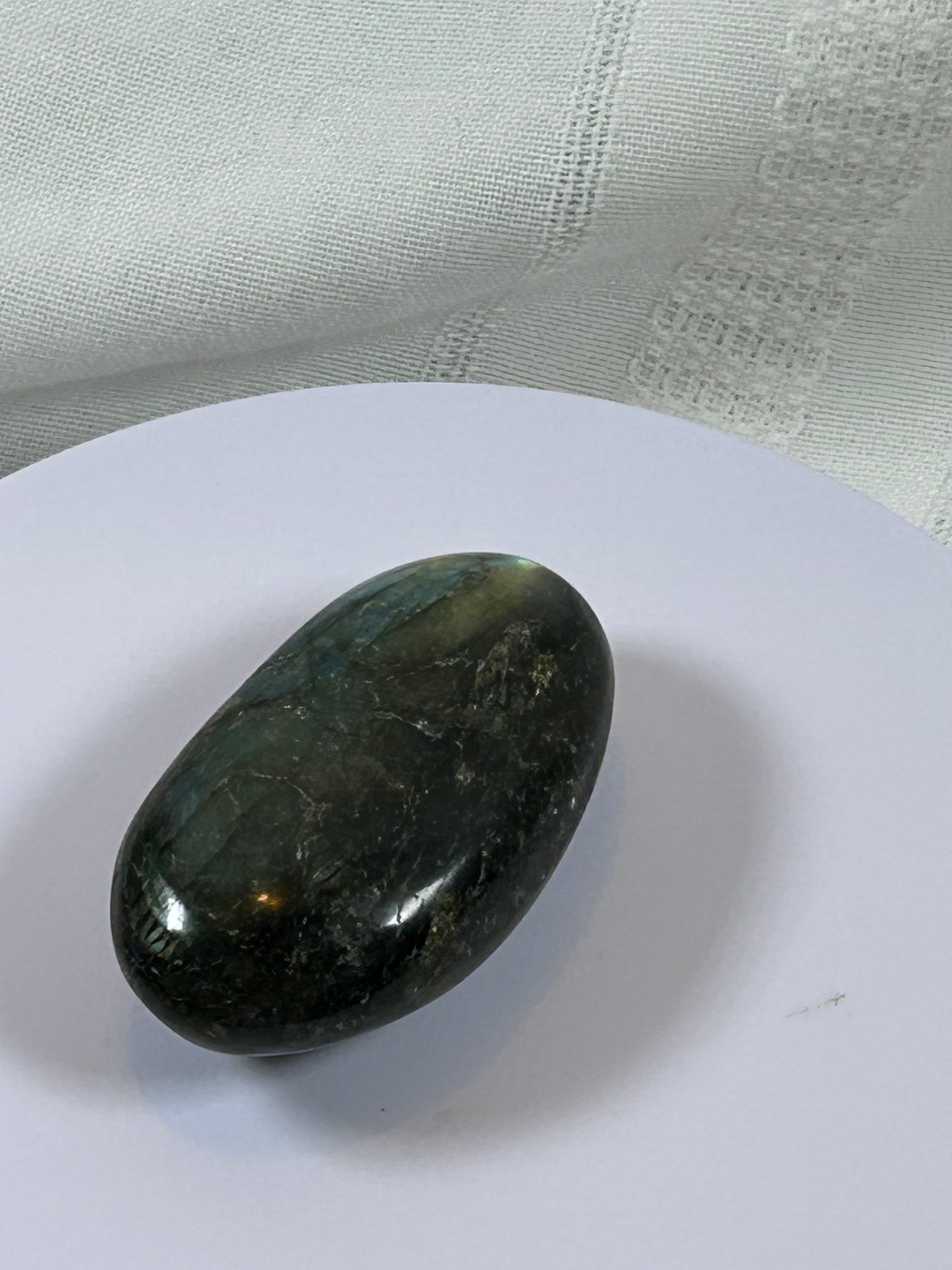 (#128) - LABRADORITE PALM STONE POLISHED - NEW