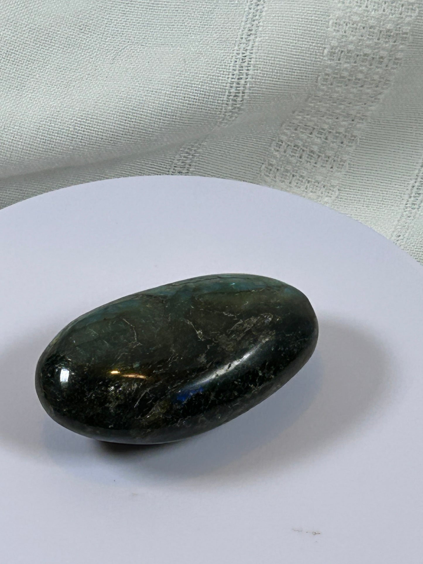 (#128) - LABRADORITE PALM STONE POLISHED - NEW