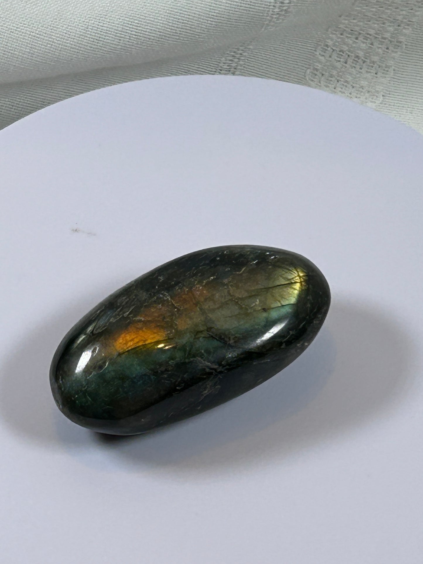 (#128) - LABRADORITE PALM STONE POLISHED - NEW