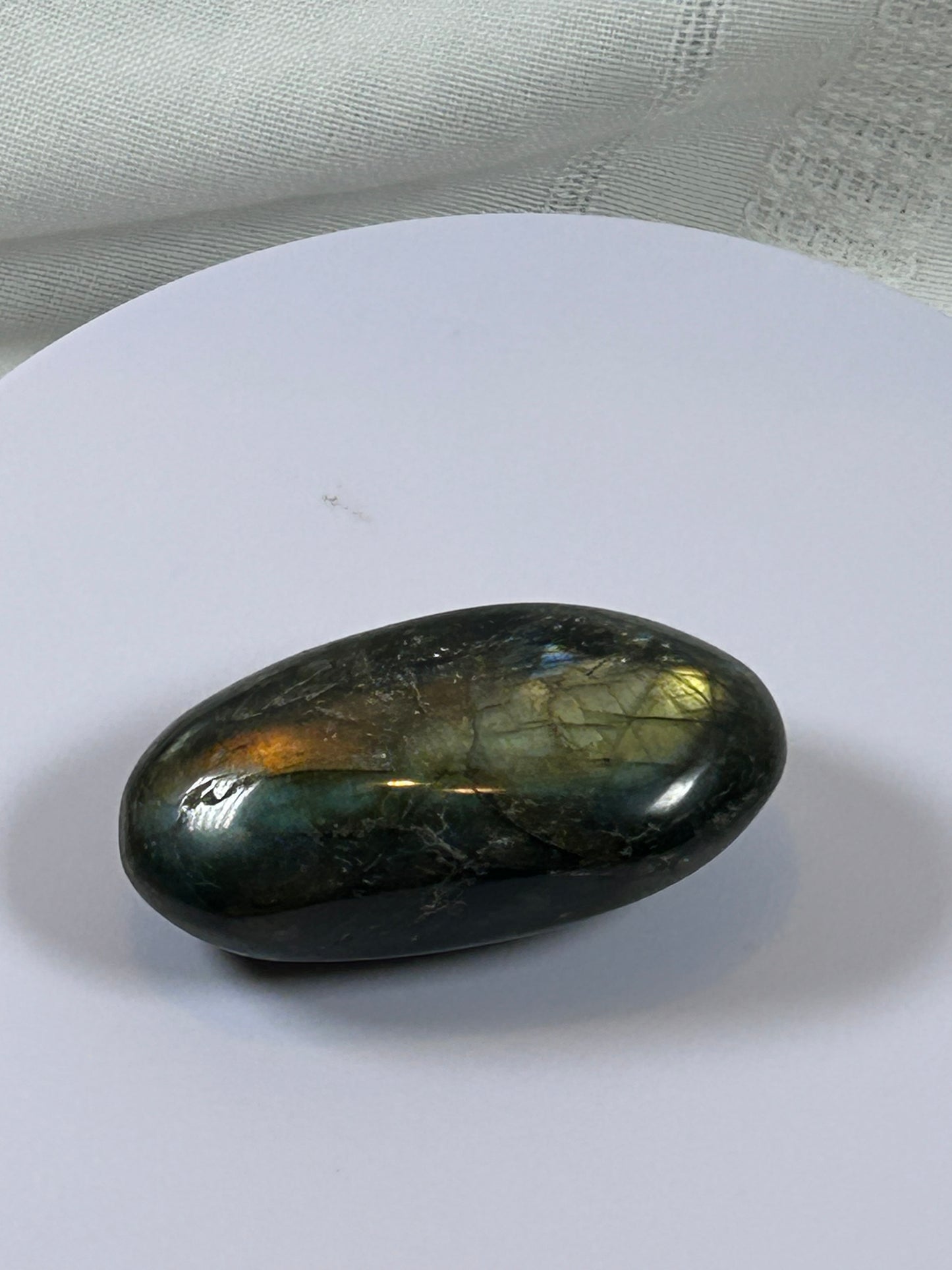 (#128) - LABRADORITE PALM STONE POLISHED - NEW