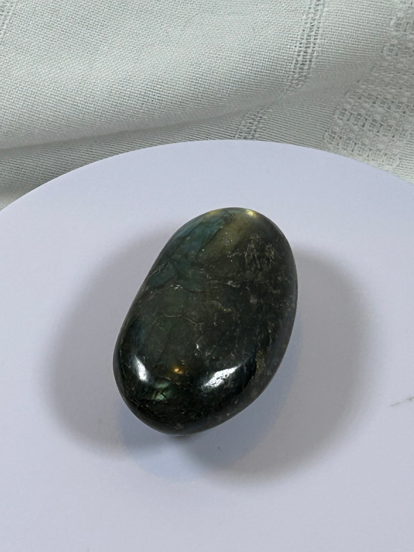 (#128) - LABRADORITE PALM STONE POLISHED - NEW