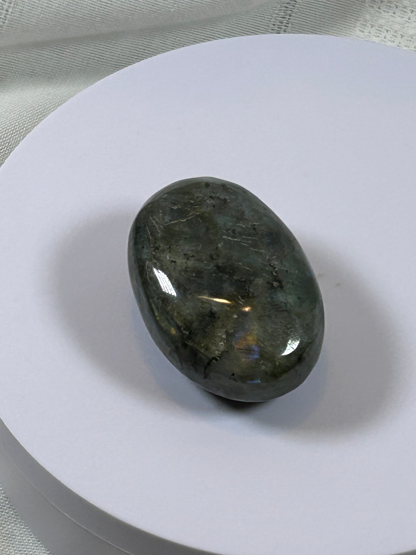(#135) - LABRADORITE PALM STONE POLISHED - NEW