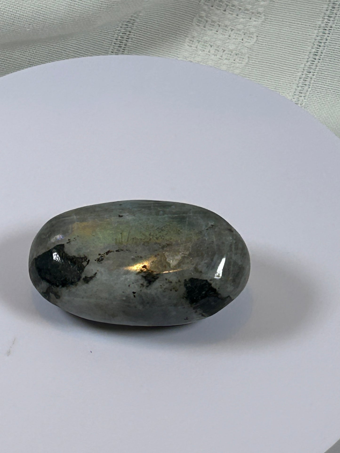 (#136) - LABRADORITE PALM STONE POLISHED - NEW
