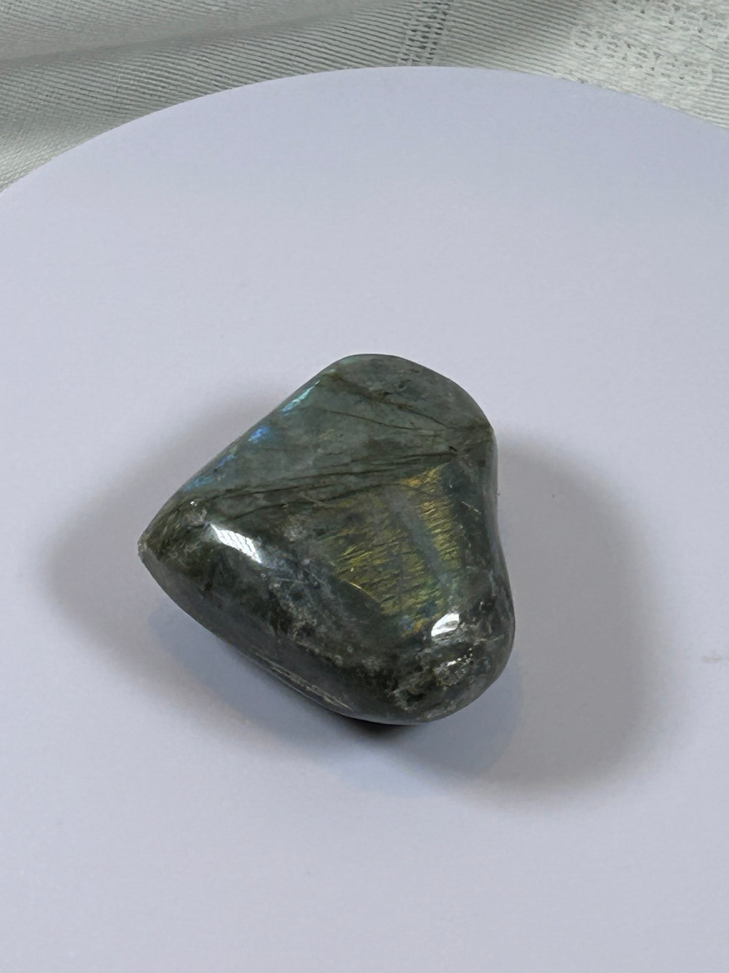 (#138) - LABRADORITE HEART STONE POLISHED - NEW