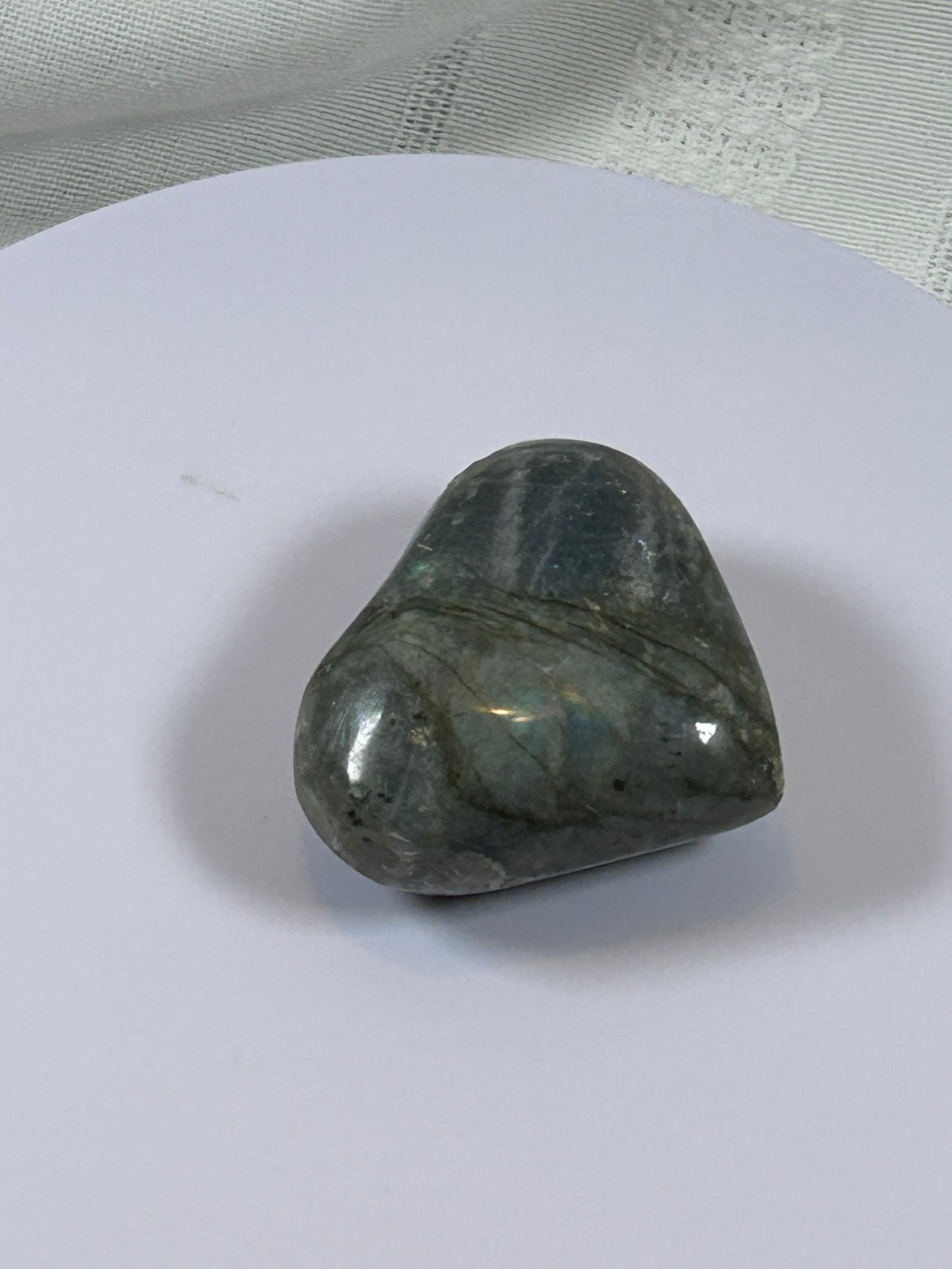 (#138) - LABRADORITE HEART STONE POLISHED - NEW