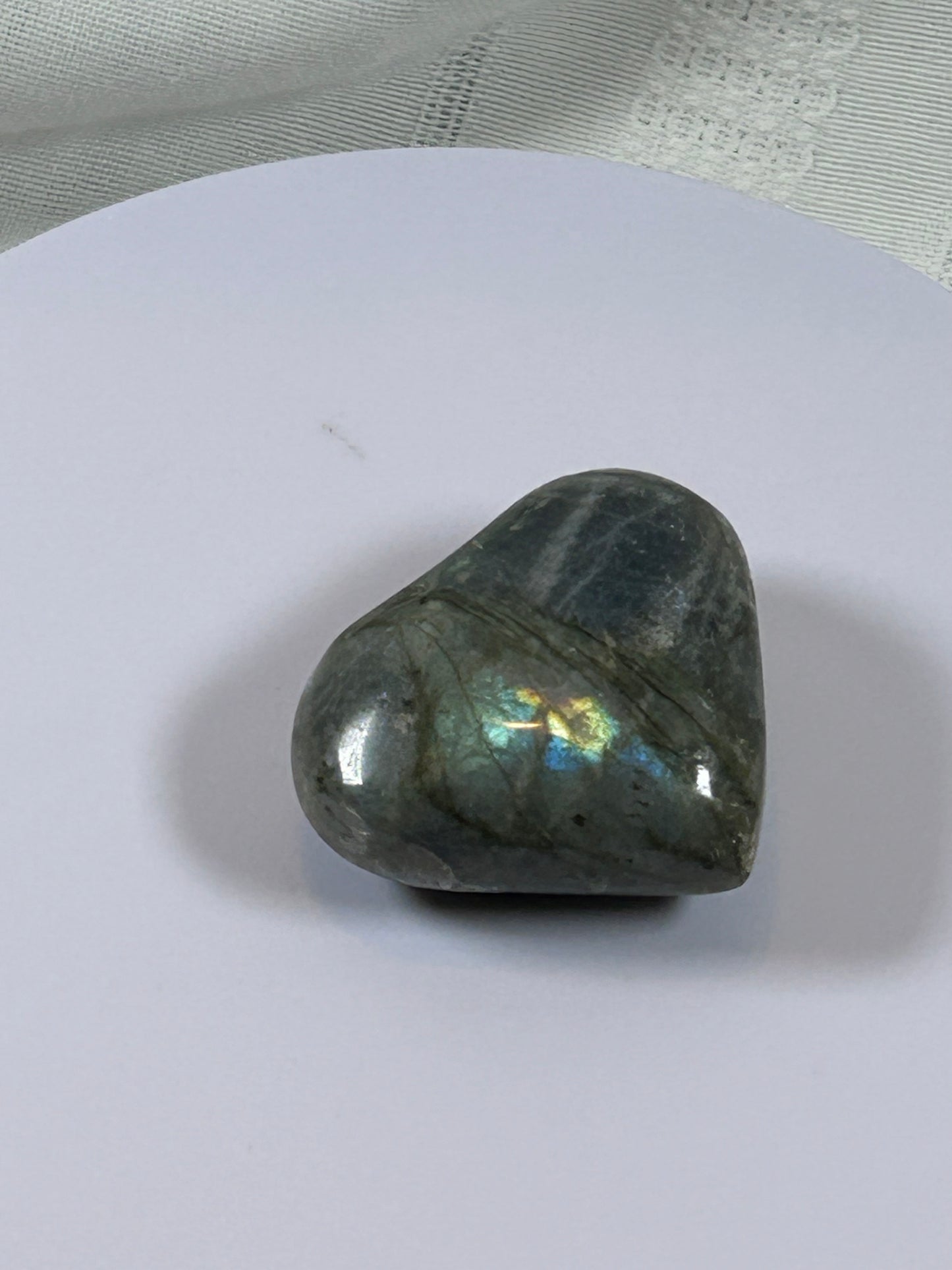 (#138) - LABRADORITE HEART STONE POLISHED - NEW