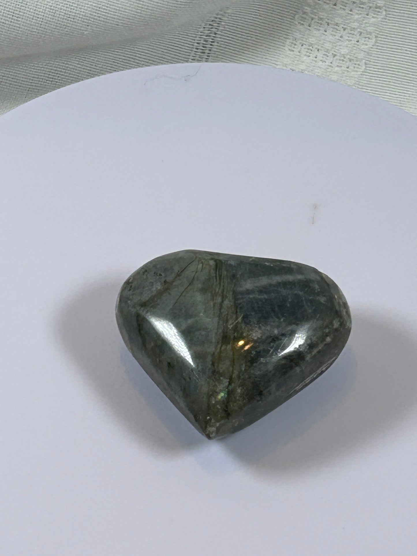 (#138) - LABRADORITE HEART STONE POLISHED - NEW