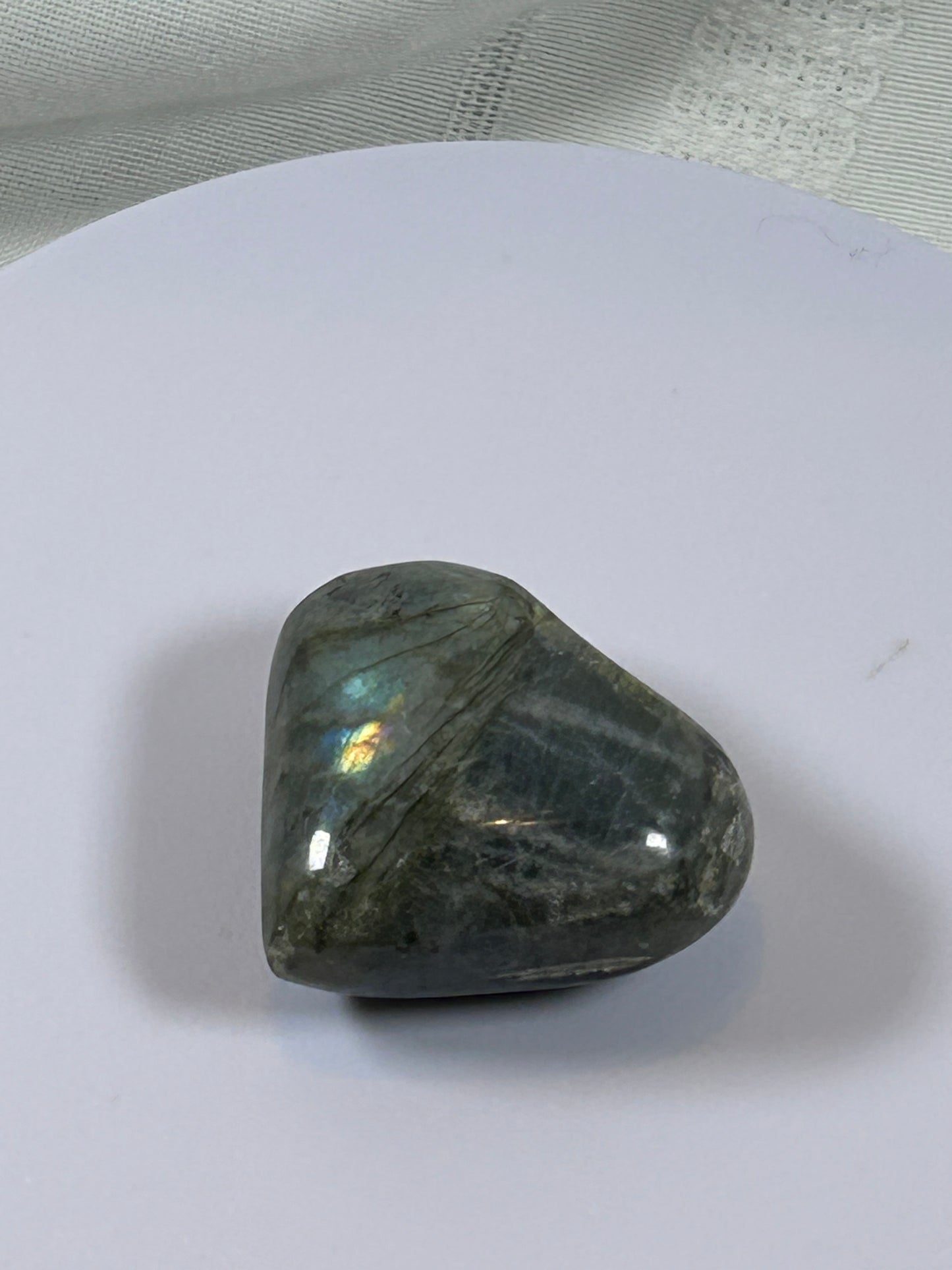 (#138) - LABRADORITE HEART STONE POLISHED - NEW
