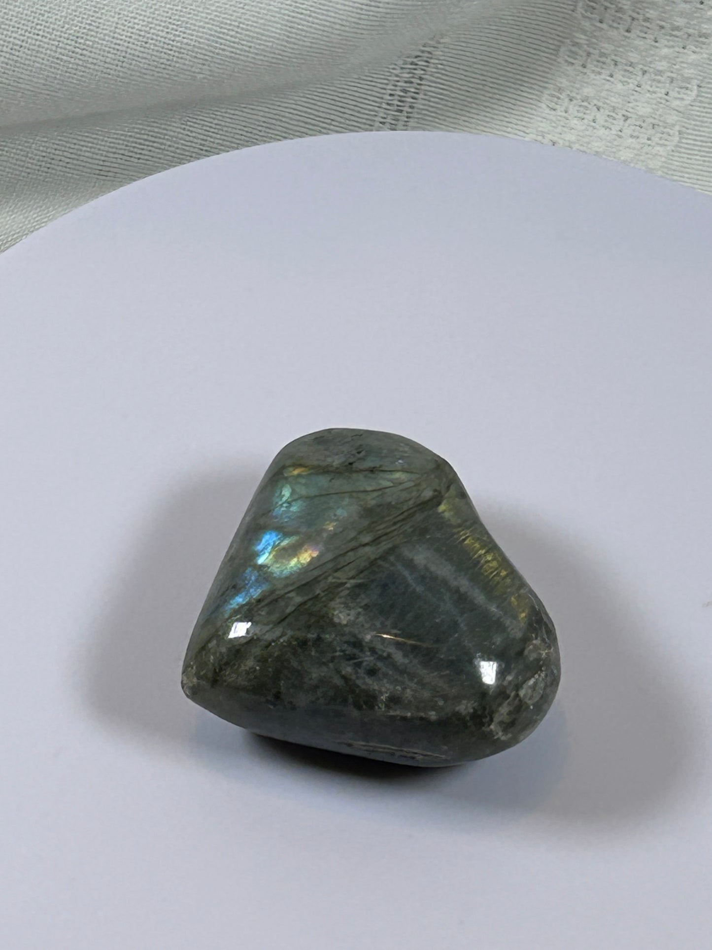 (#138) - LABRADORITE HEART STONE POLISHED - NEW