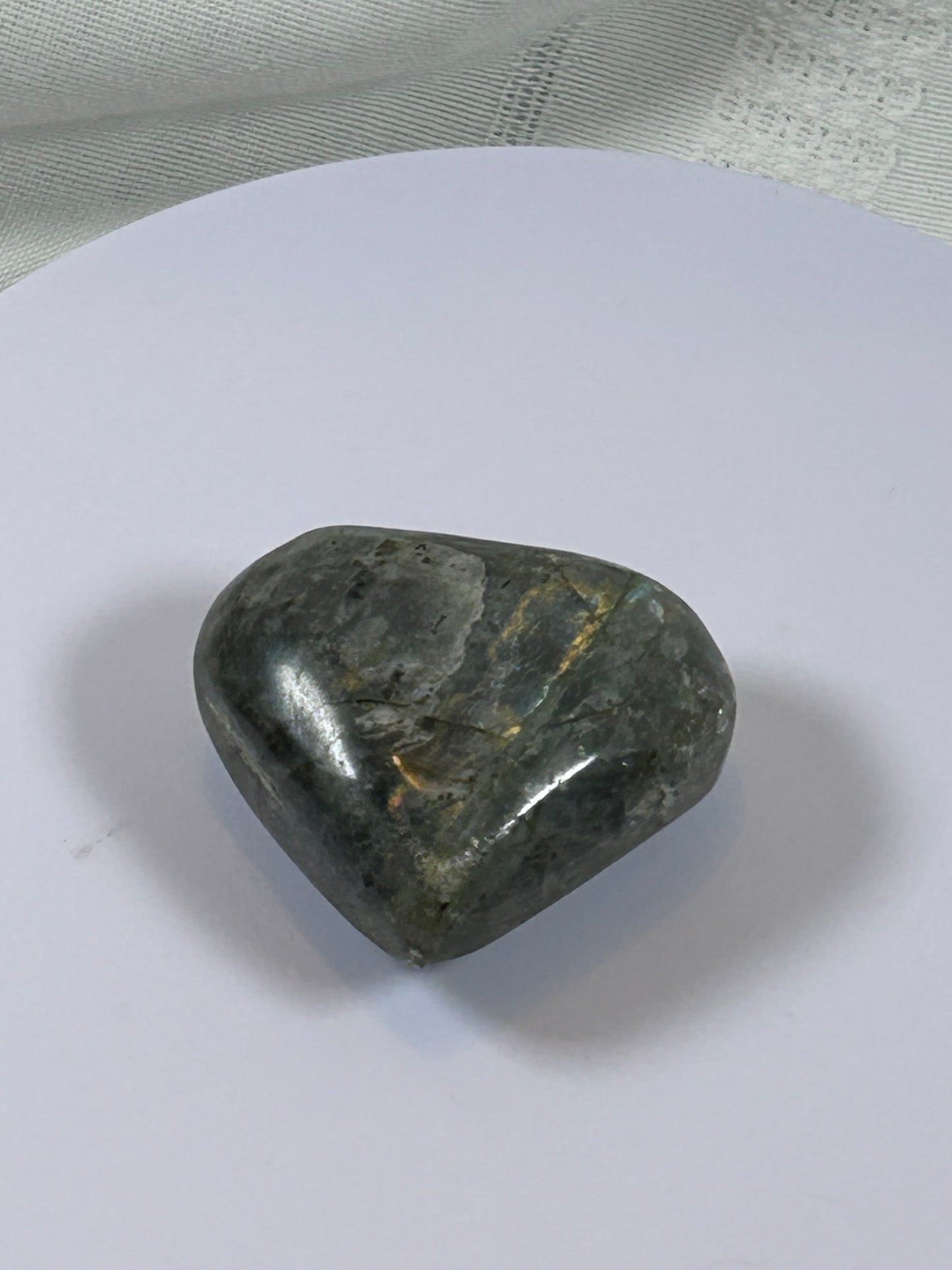 (#138) - LABRADORITE HEART STONE POLISHED - NEW