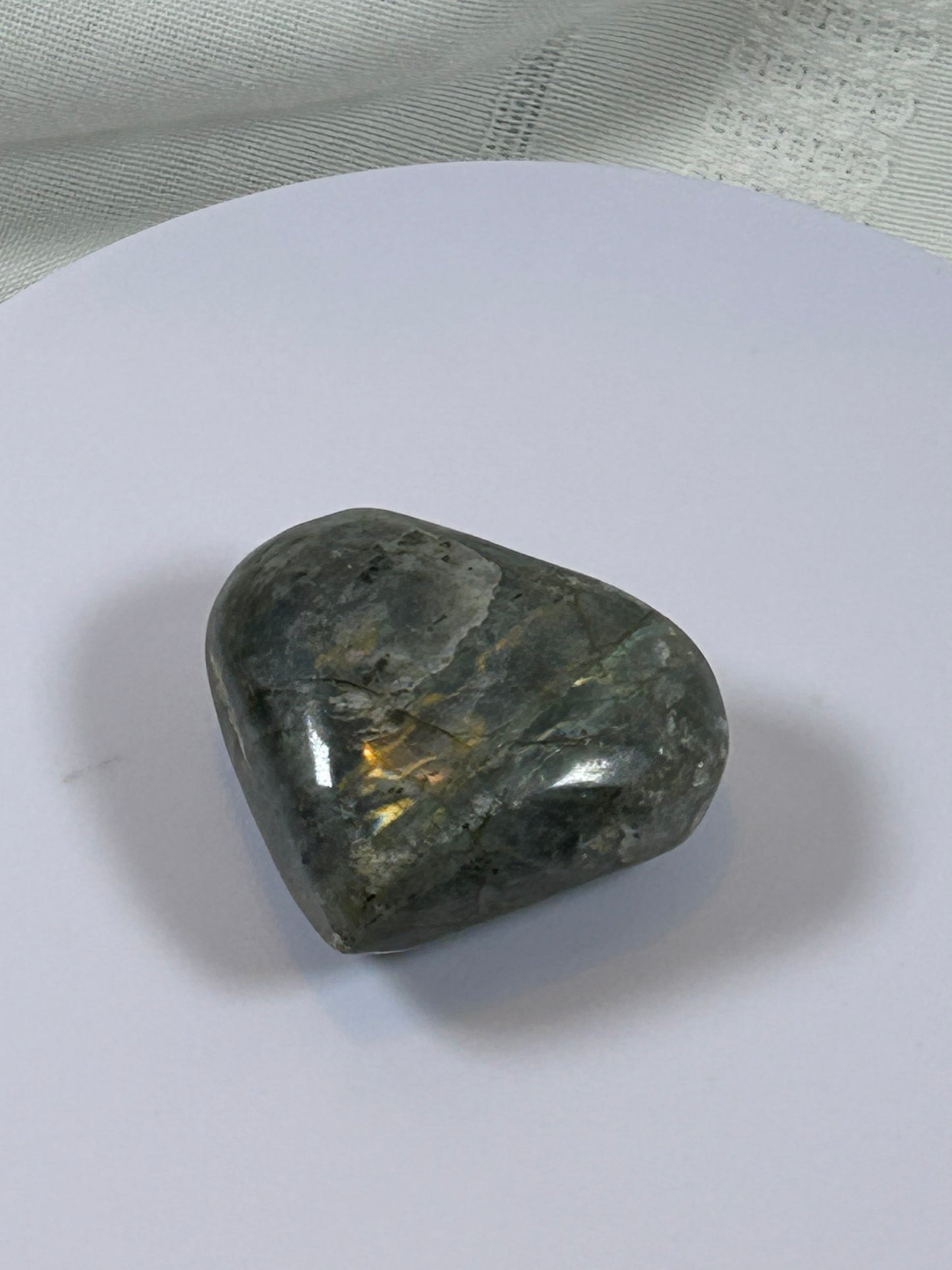(#138) - LABRADORITE HEART STONE POLISHED - NEW