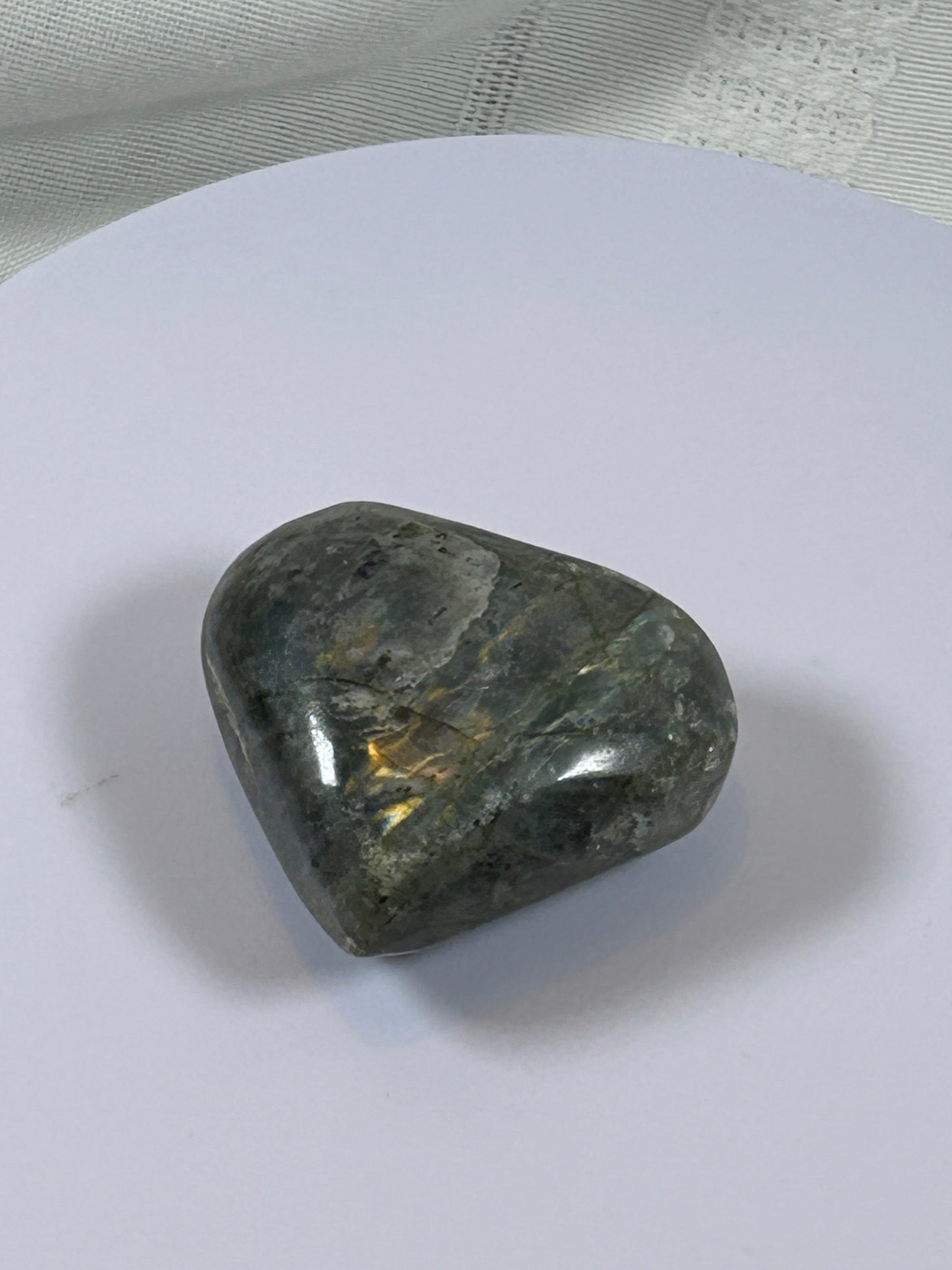 (#138) - LABRADORITE HEART STONE POLISHED - NEW