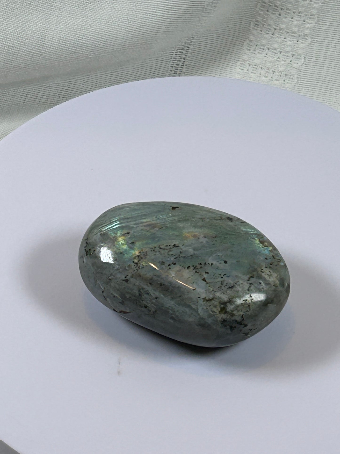 (#139) - LABRADORITE PALM STONE POLISHED - NEW