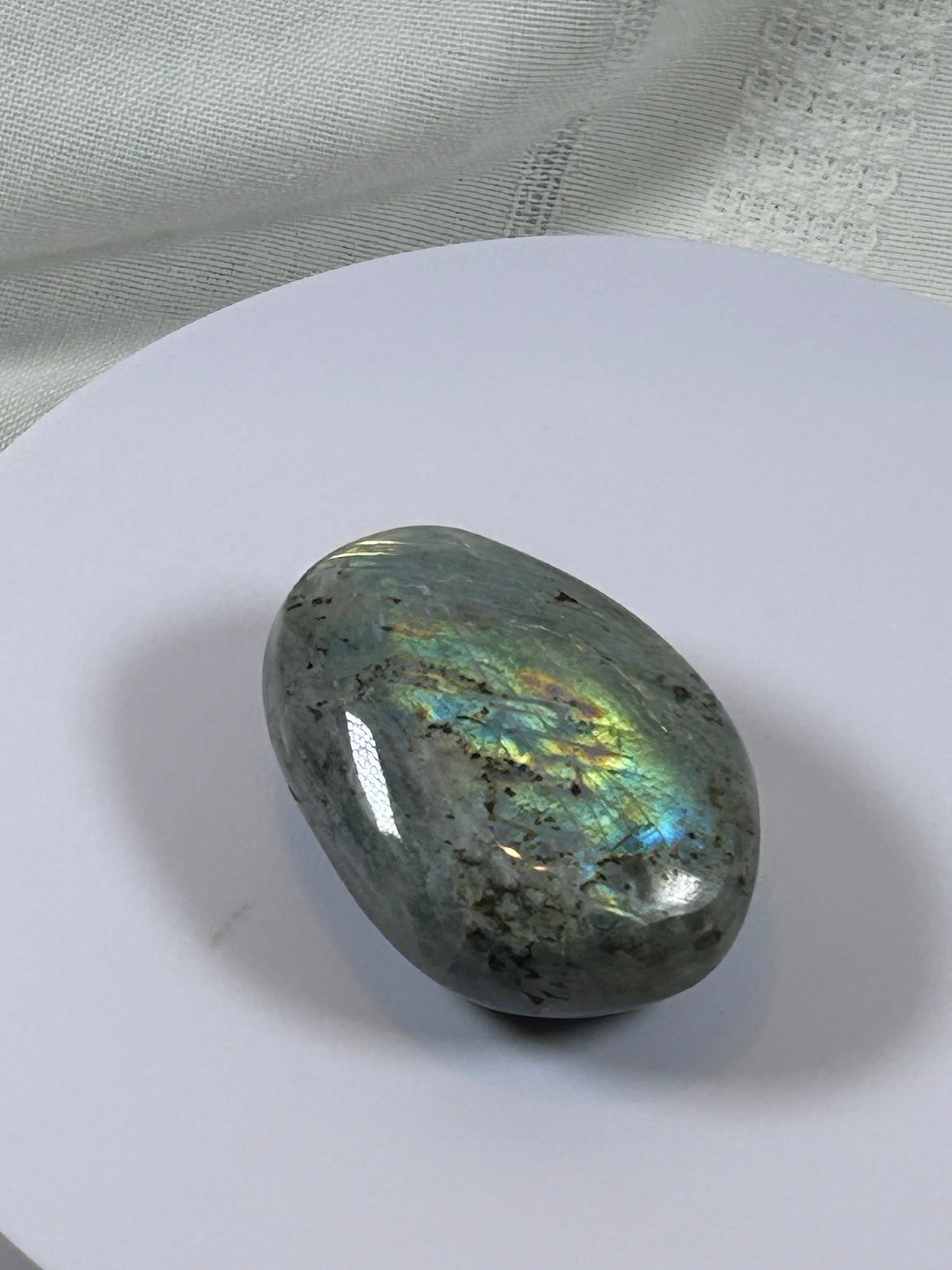 (#139) - LABRADORITE PALM STONE POLISHED - NEW