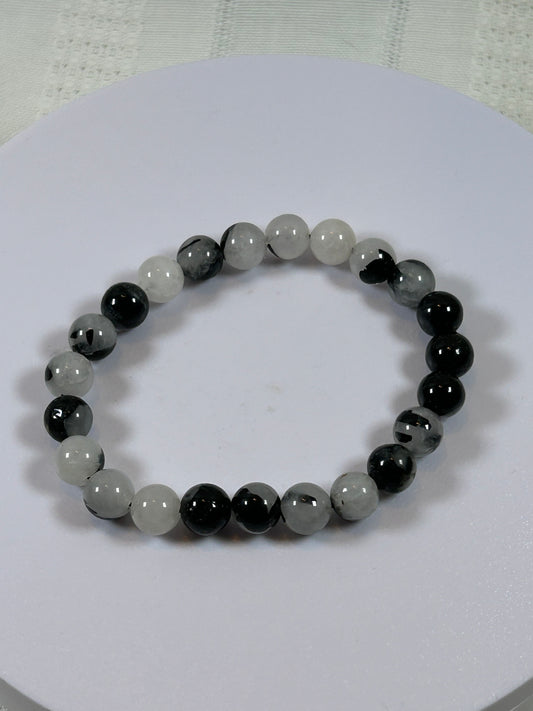 (#163) - BLACK TOURMALINE CRYSTAL BRACELET - NEW