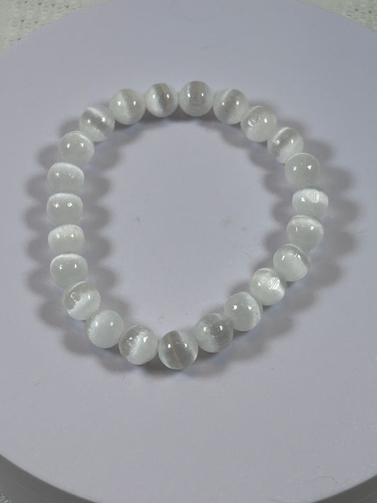 (#165) - SATIN SELENITE CRYSTAL BRACELET - NEW