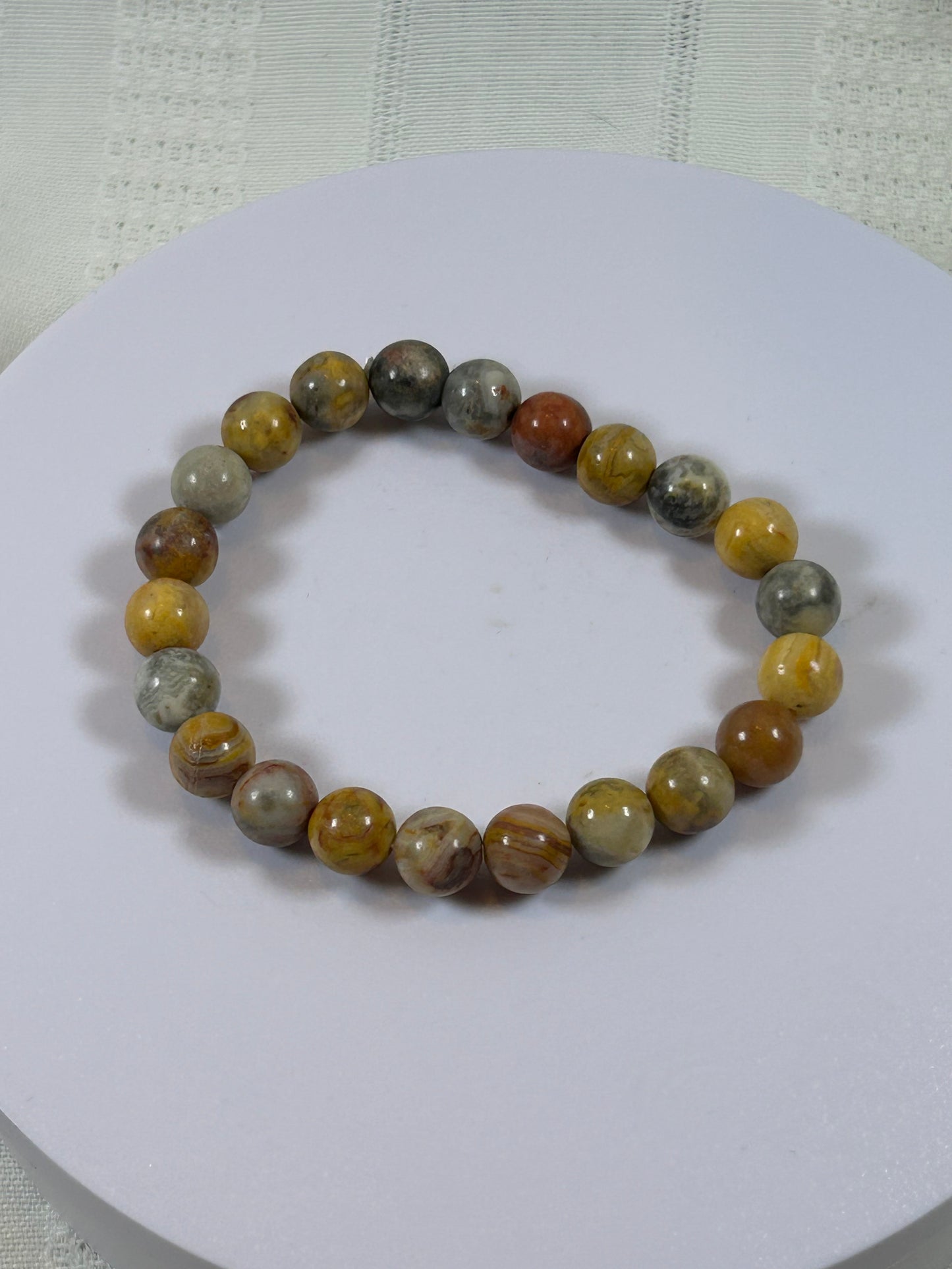 (#172) - CRAZY LACE AGATE CRYSTAL BRACELET - NEW