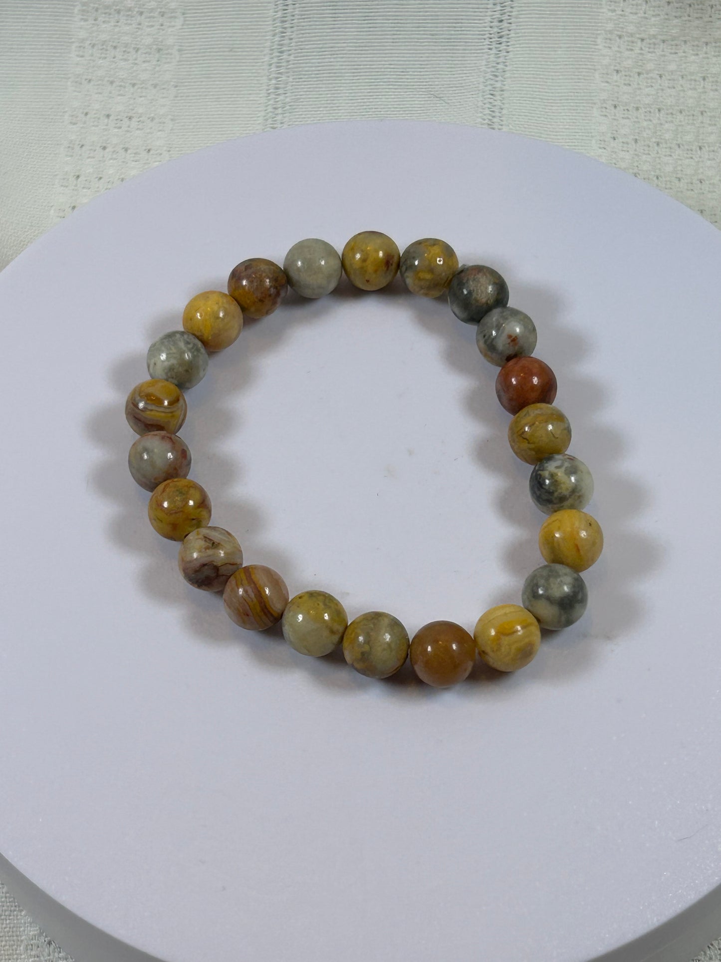 (#172) - CRAZY LACE AGATE CRYSTAL BRACELET - NEW