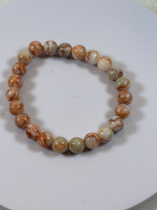 (#181) - RED NETWORK JASPER CRYSTAL BRACELET - NEW