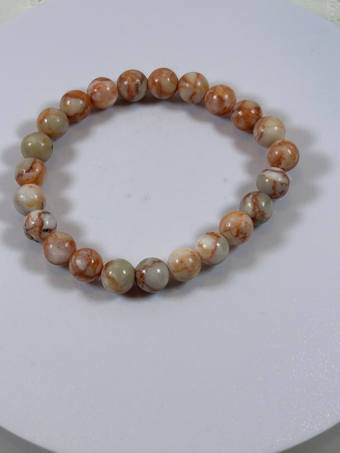 (#181) - RED NETWORK JASPER CRYSTAL BRACELET - NEW