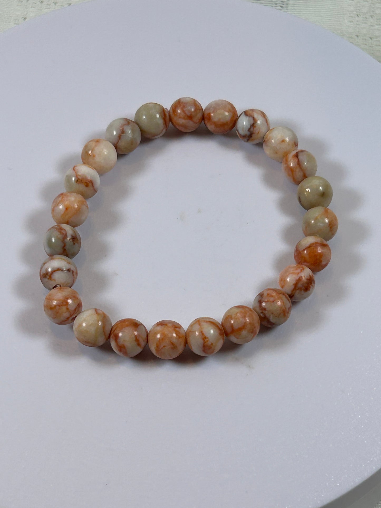 (#181) - RED NETWORK JASPER CRYSTAL BRACELET - NEW
