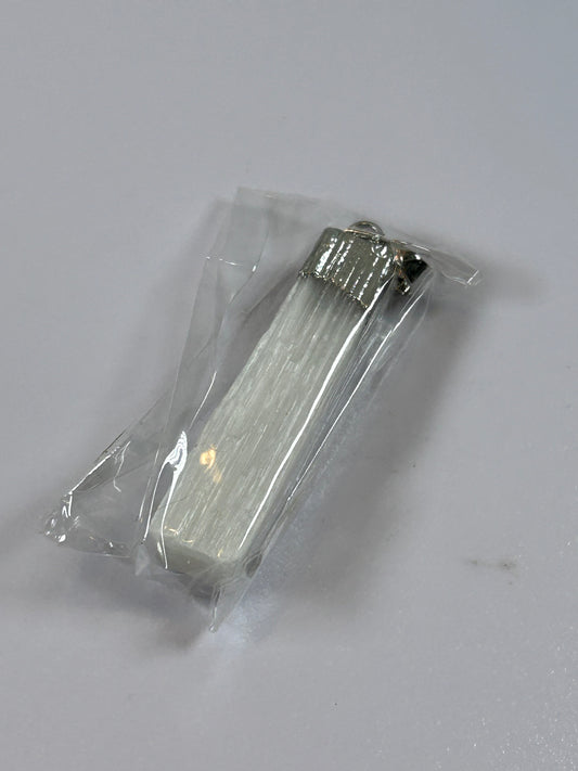 (#202) - SATIN SELENITE CRYSTAL PENDANT - NEW