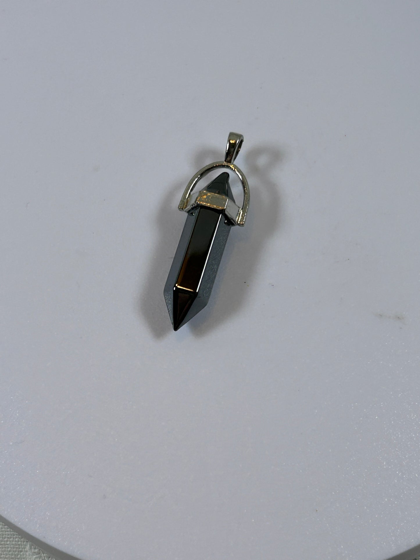 (#203) - HEMATITE CRYSTAL DOUBLE POINT PENDANT - NEW