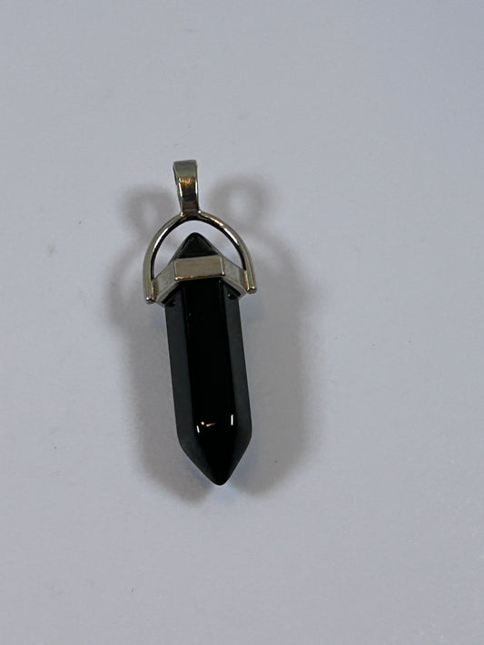 (#205) - OBSIDIAN CRYSTAL DOUBLE POINT PENDANT - NEW