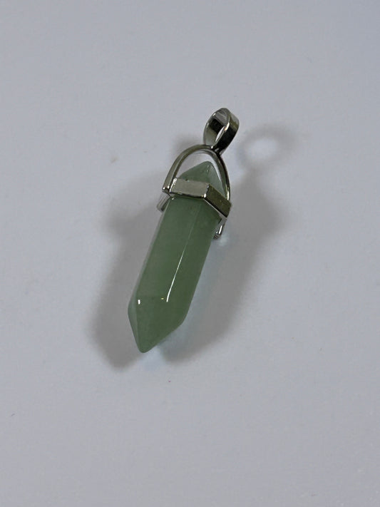 (#206) - GREEN AVENTURINE DOUBLE POINT PENDANT - NEW
