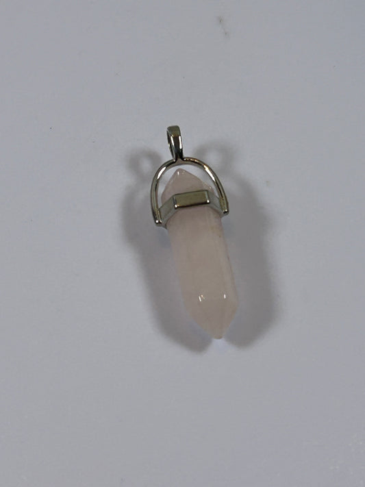 (#208) - ROSE QUARTZ DOUBLE POINT PENDANT - NEW