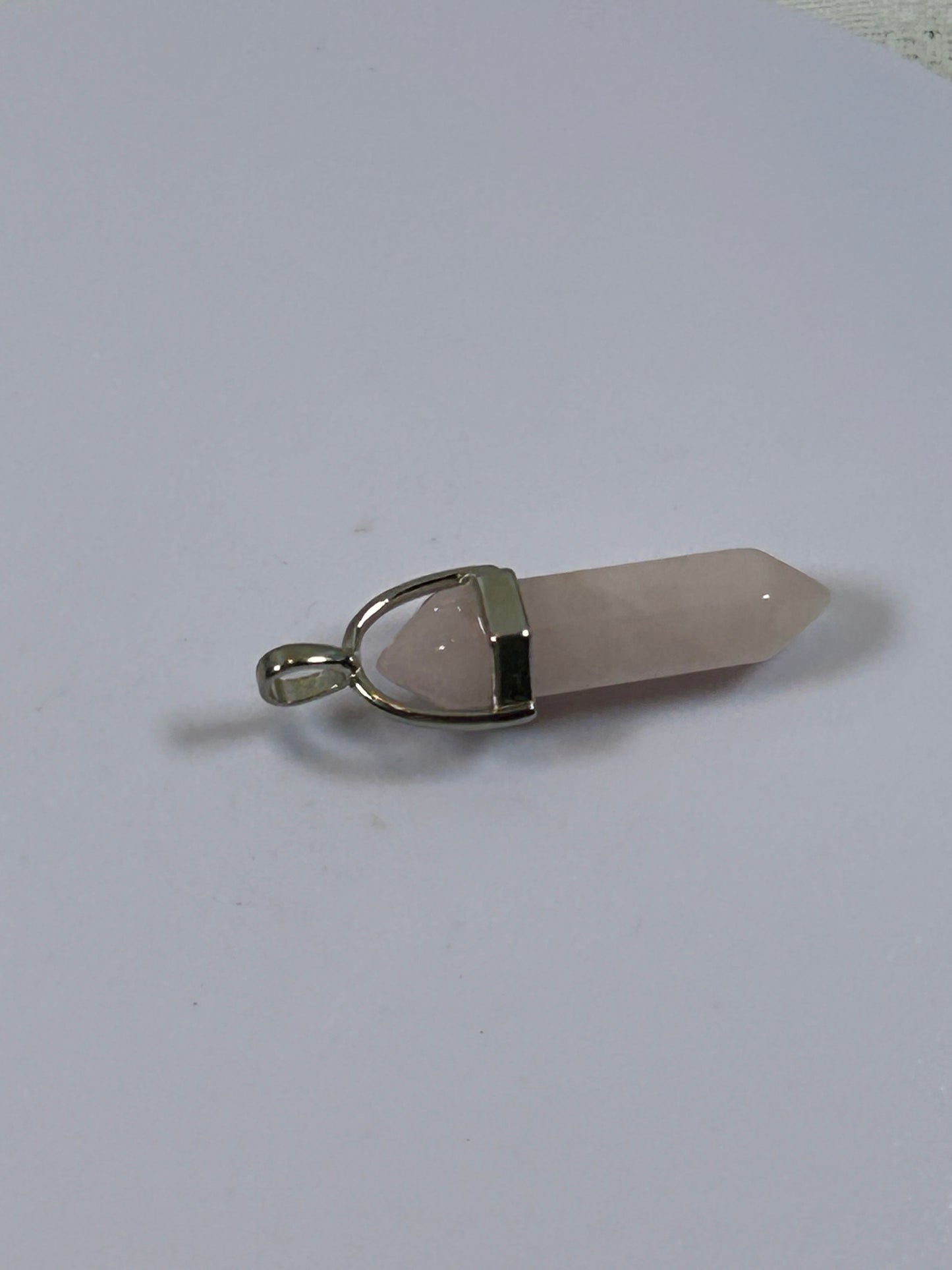 (#208) - ROSE QUARTZ DOUBLE POINT PENDANT - NEW