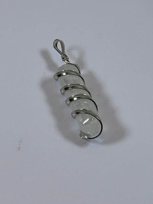 (#209) - CLEAR QUARTZ SINGLE POINT CRYSTAL WRAPPED PENDANT - NEW