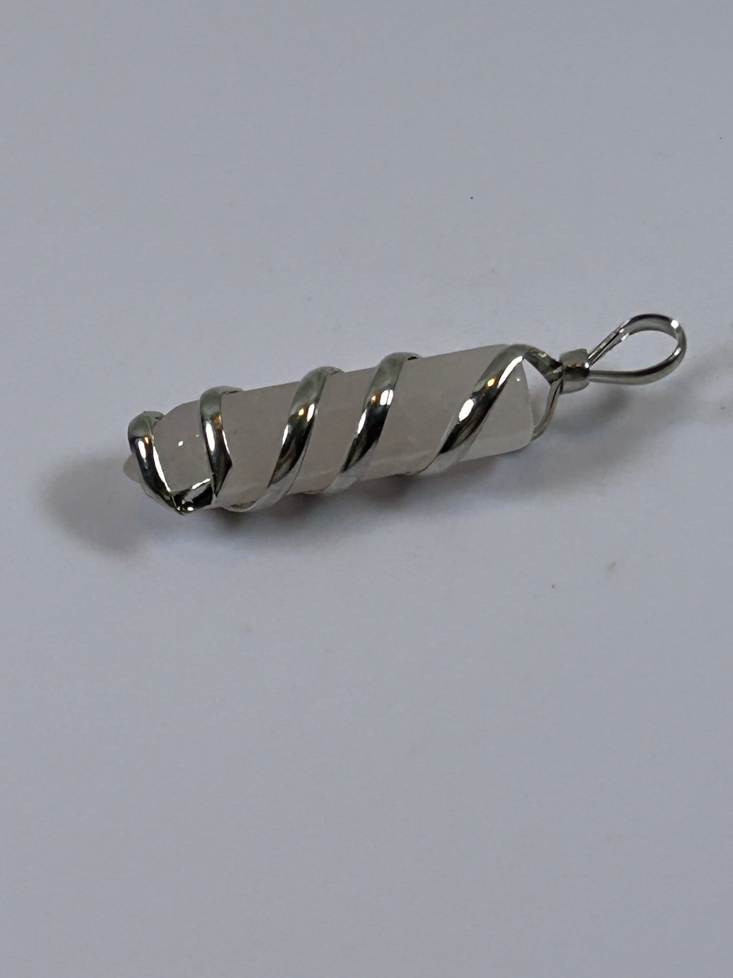 (#210) - ROSE QUARTZ SINGLE POINT CRYSTAL WRAPPED PENDANT - NEW
