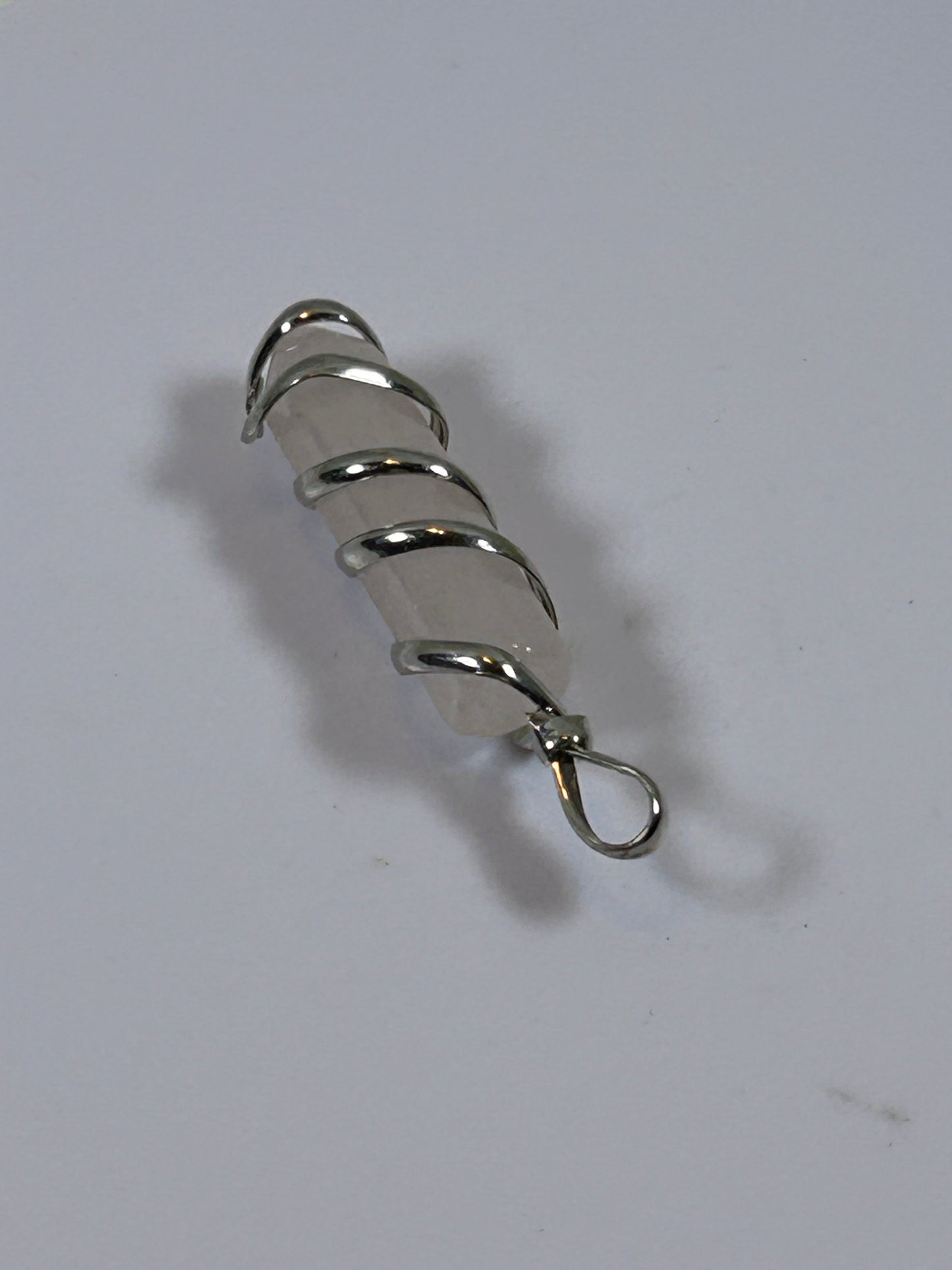 (#210) - ROSE QUARTZ SINGLE POINT CRYSTAL WRAPPED PENDANT - NEW