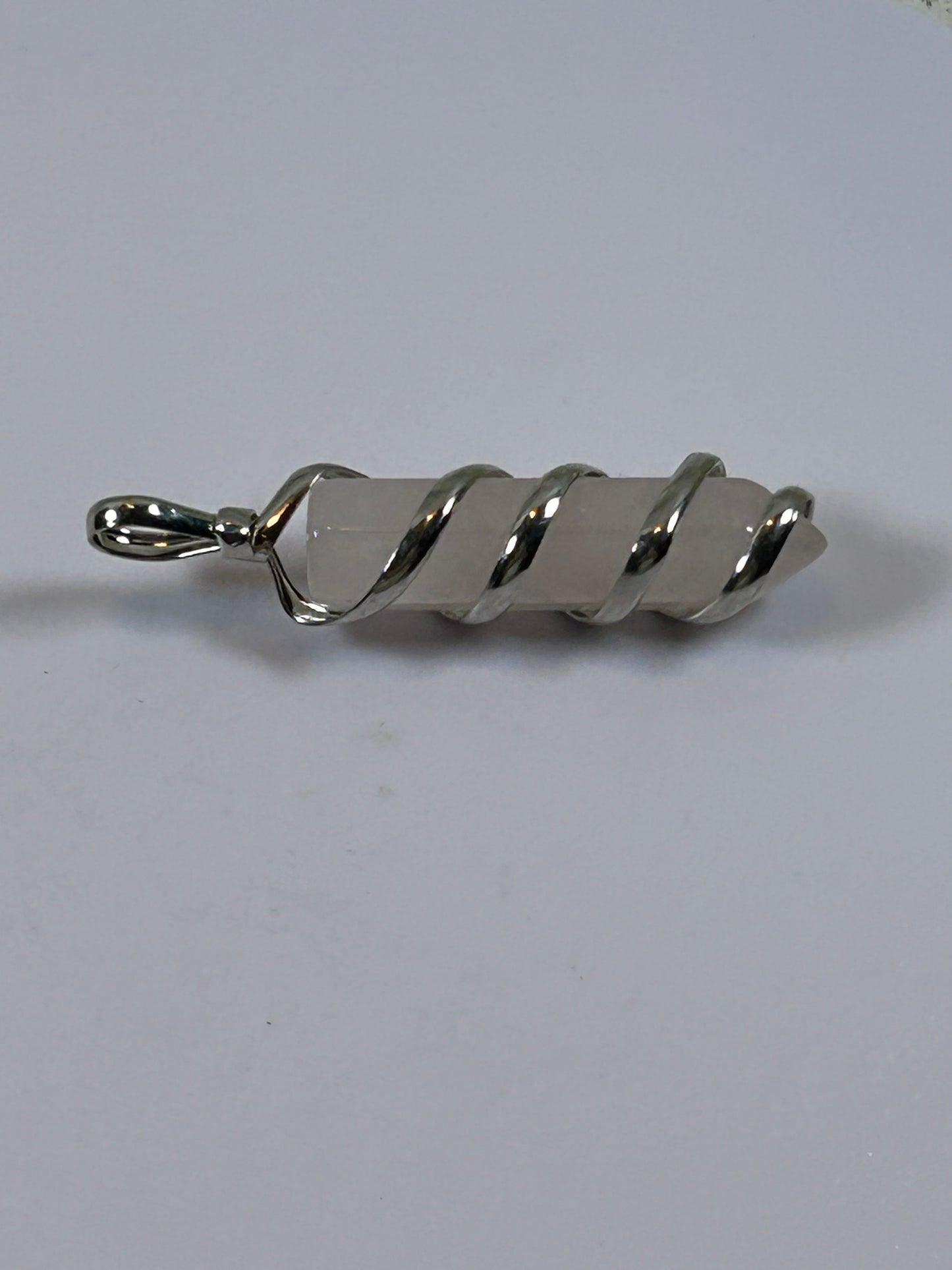 (#210) - ROSE QUARTZ SINGLE POINT CRYSTAL WRAPPED PENDANT - NEW