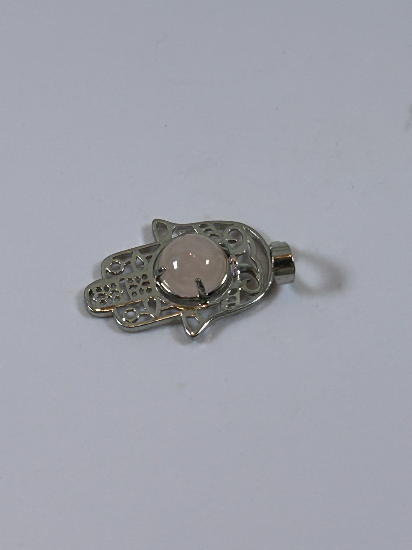 (#211) - ROSE QUARTZ HAMSA HAND PENDANT - NEW