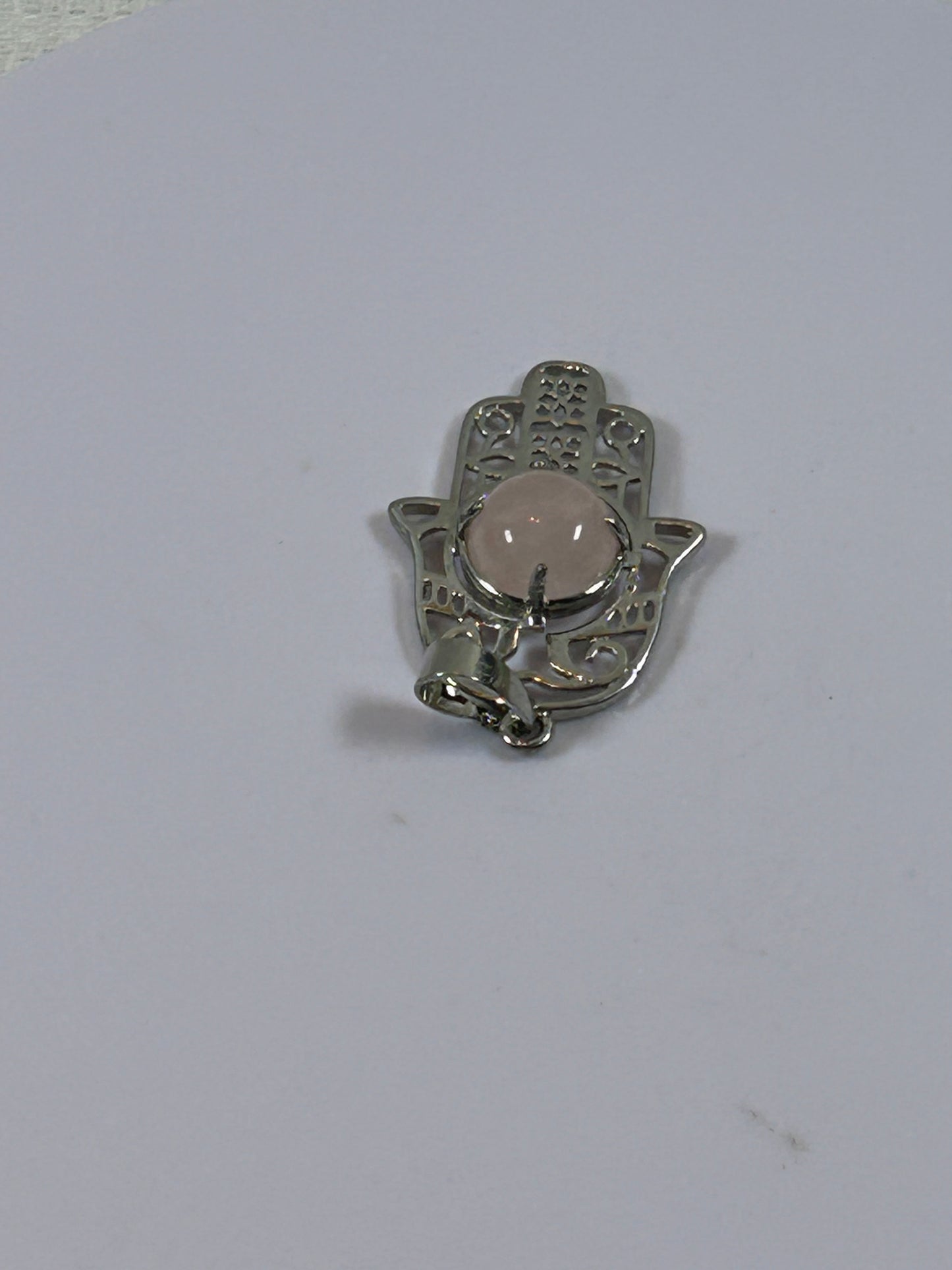 (#211) - ROSE QUARTZ HAMSA HAND PENDANT - NEW