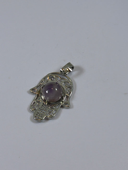 (#212) - AMETHYST HAMSA HAND PENDANT - NEW