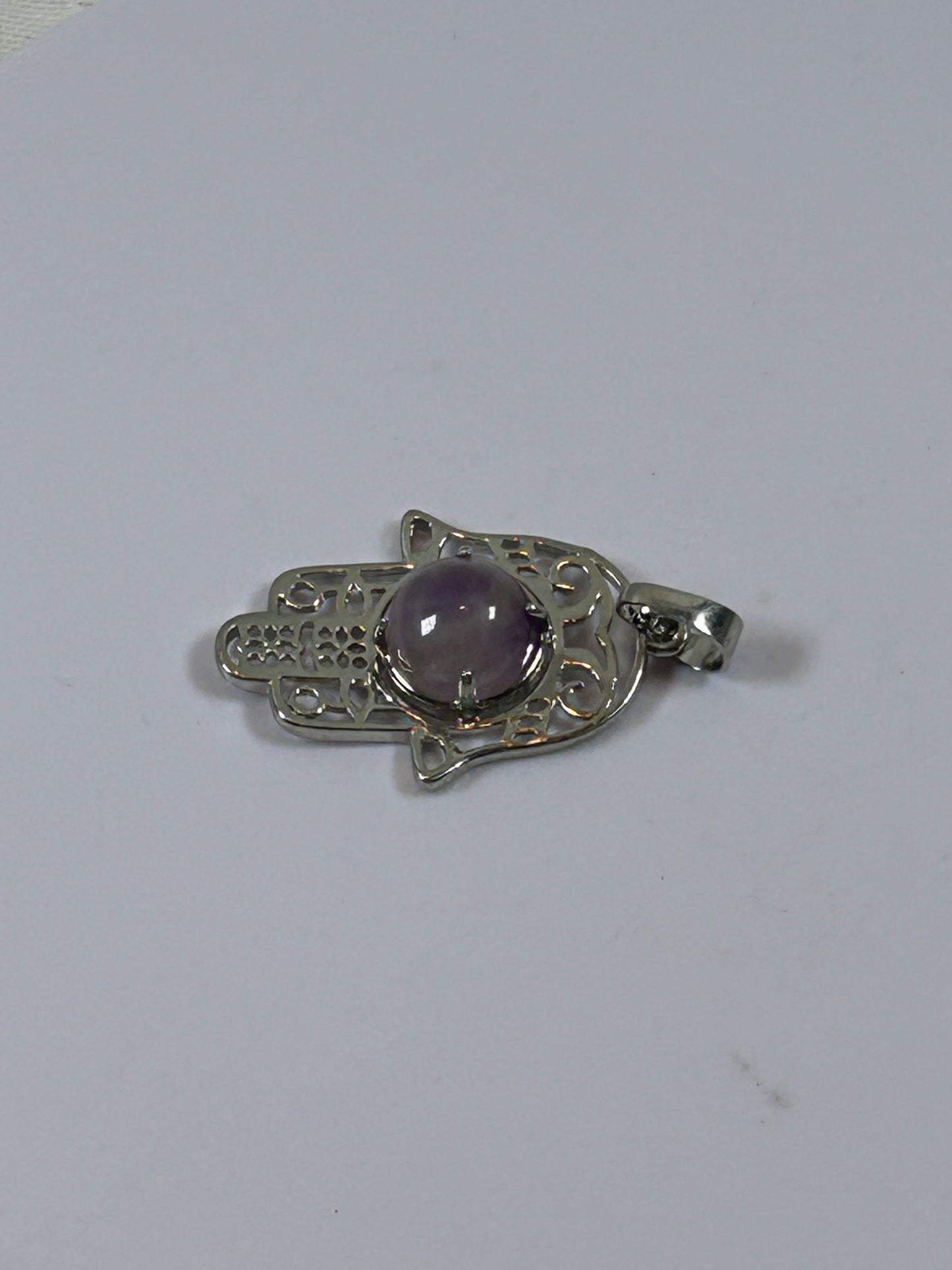 (#212) - AMETHYST HAMSA HAND PENDANT - NEW