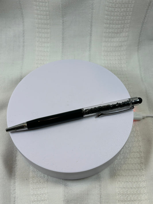 (#223) - BLACK OBSIDIAN CRYSTAL CHIP PEN - NEW