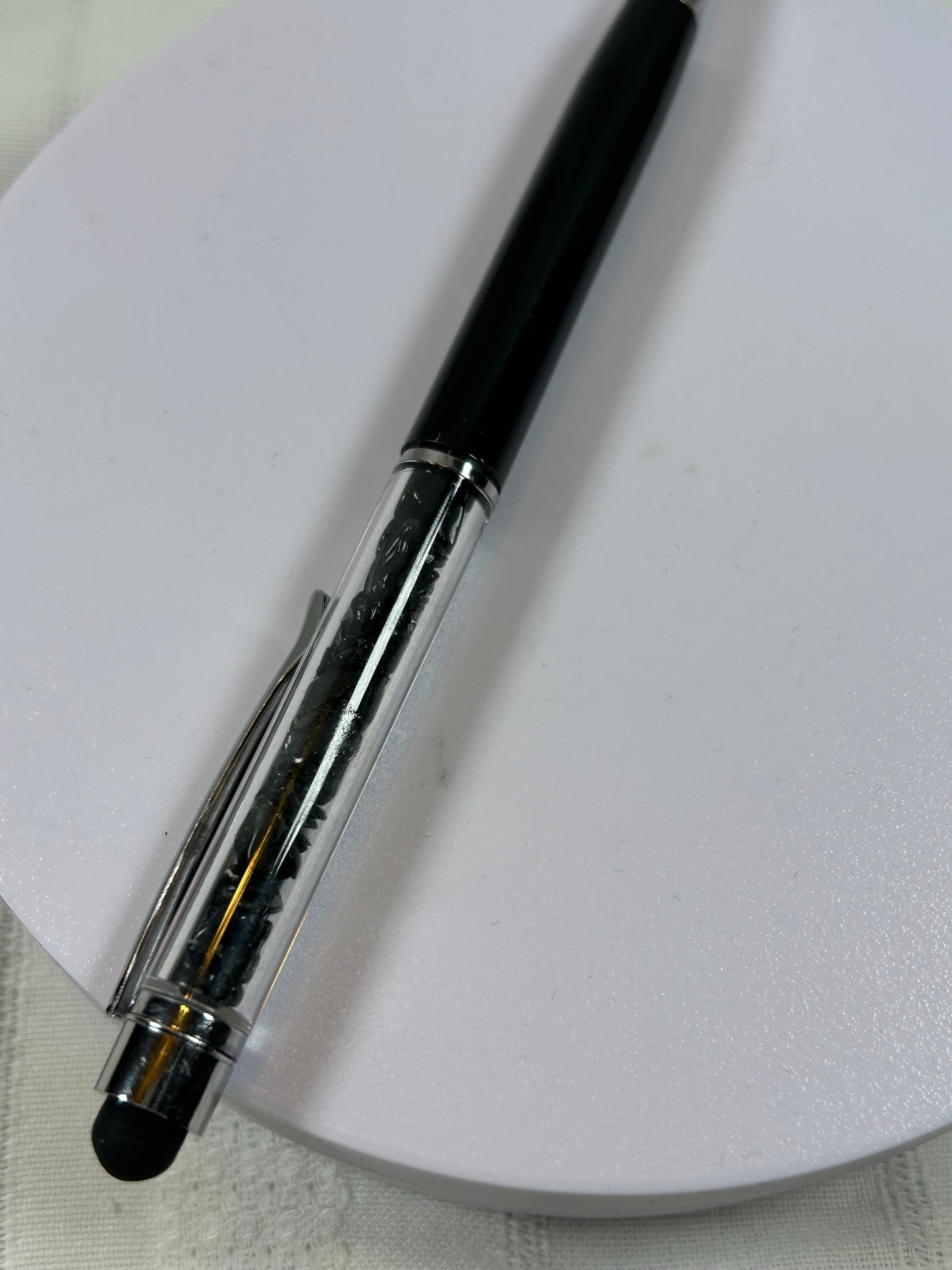 (#223) - BLACK OBSIDIAN CRYSTAL CHIP PEN - NEW