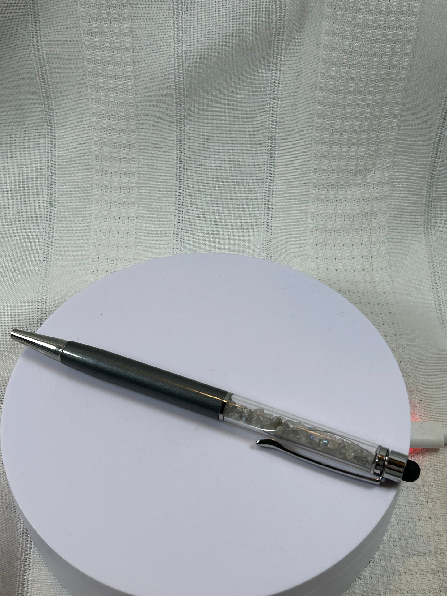 (#224) - CLEAR QUARTZ CRYSTAL CHIP PEN - NEW